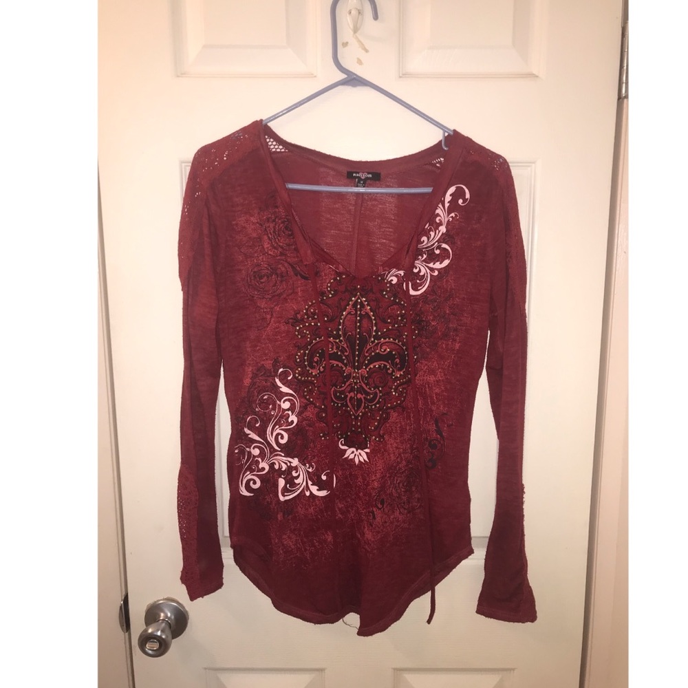 Red shirt with detail